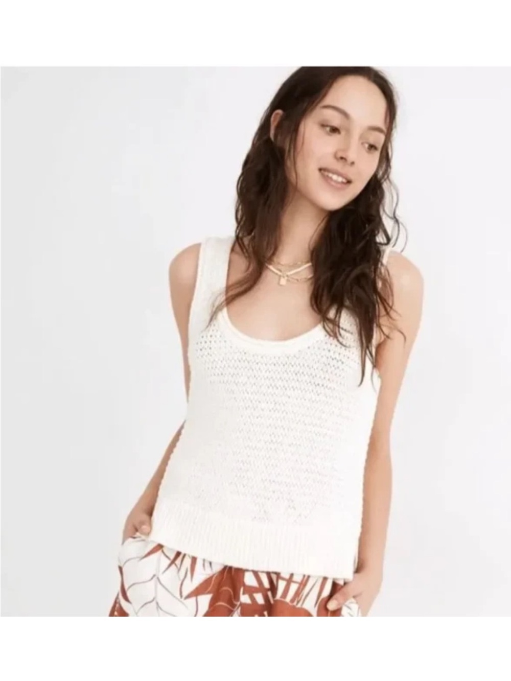 Madewell Sz S Fairview Heavy Knit Pullover Casual Sweater Tank Rust Red Top - Picture 2 of 6